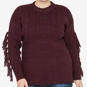 RACHEL ROY Burgundy Tassel Trim Knit Sweater sz 3X